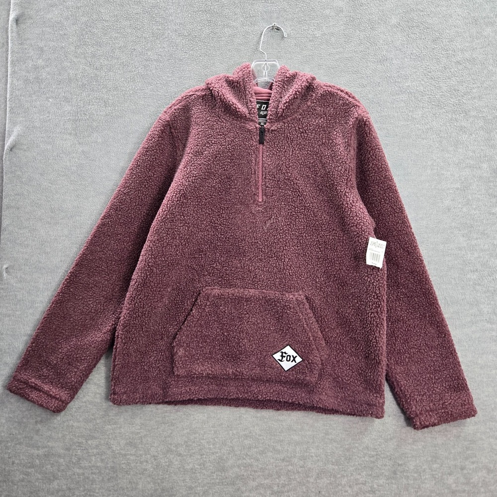Fox Head Women Sweatshirt XL Pink Road Raider Sherpa Hoodie 1/4 Zip Pullover NWT
